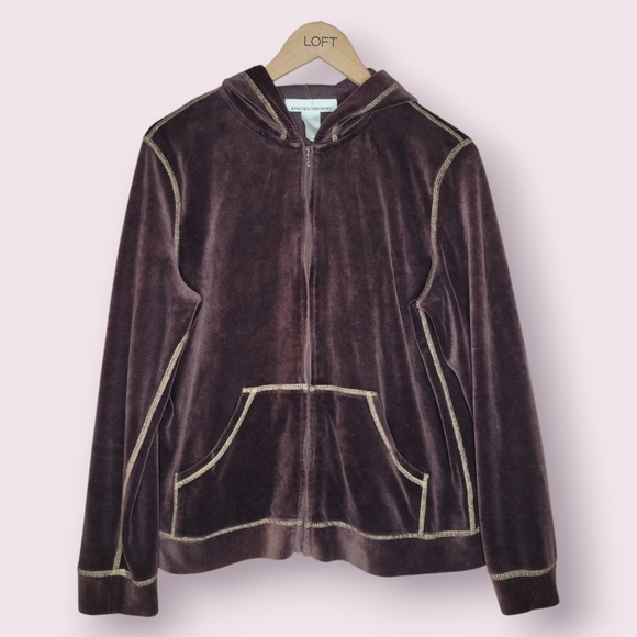 Vintage 2000s velour zip up hoodie - Picture 2 of 8